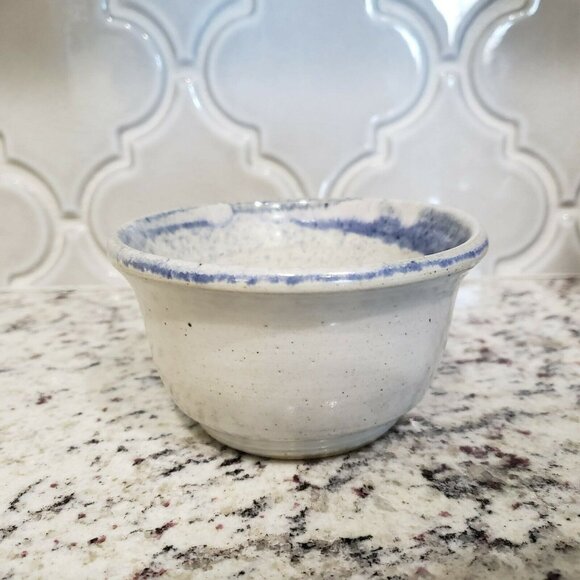 Vintage Milligan RP Pottery Stoneware Serving Chip and Dip Bowl Set Blue Speckle - Picture 11 of 12
